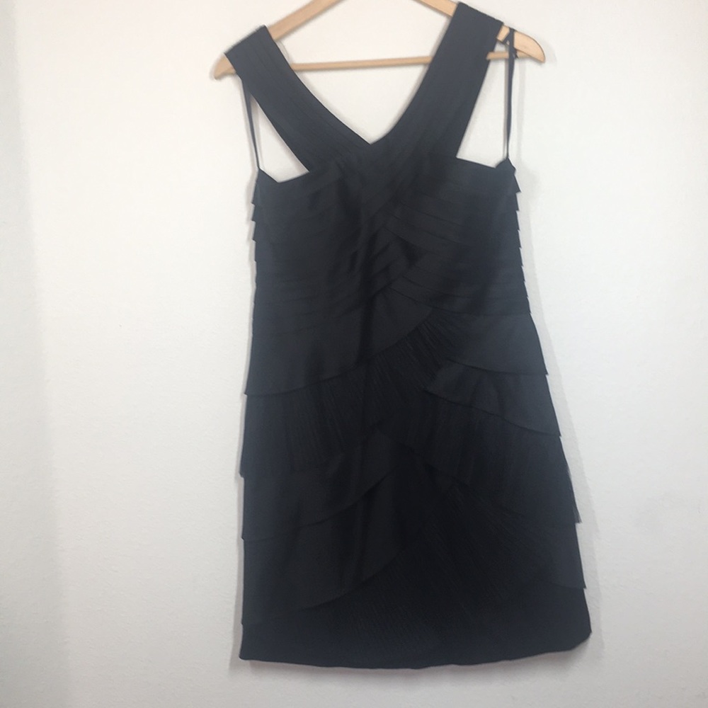 BCBGmaxazaria black satin sheath dress